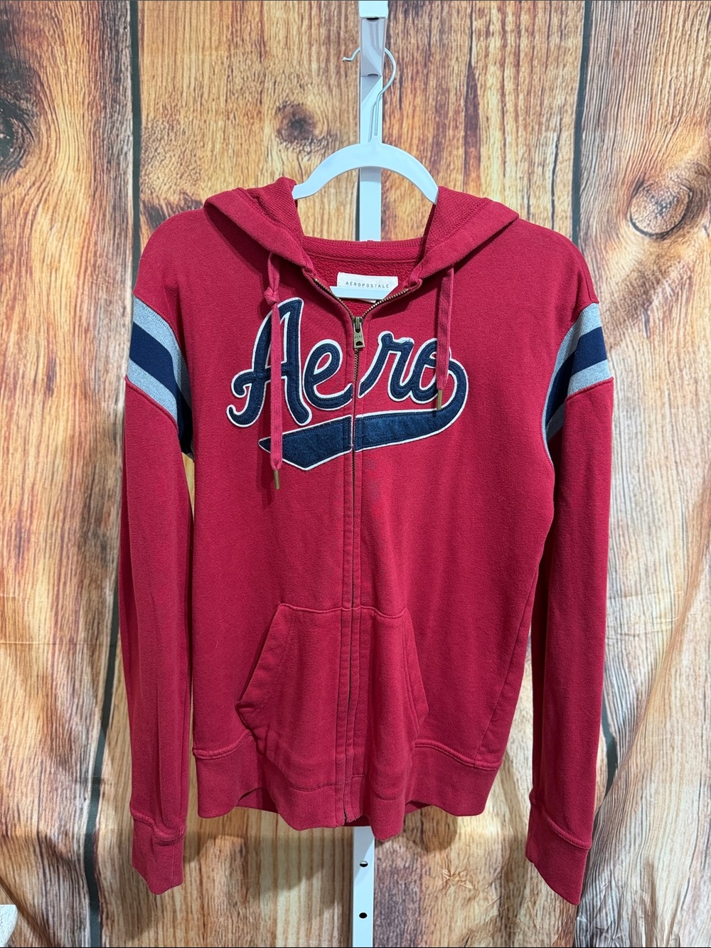 Aeropostale Men’s Hooded Jacket Size S Red/Blue